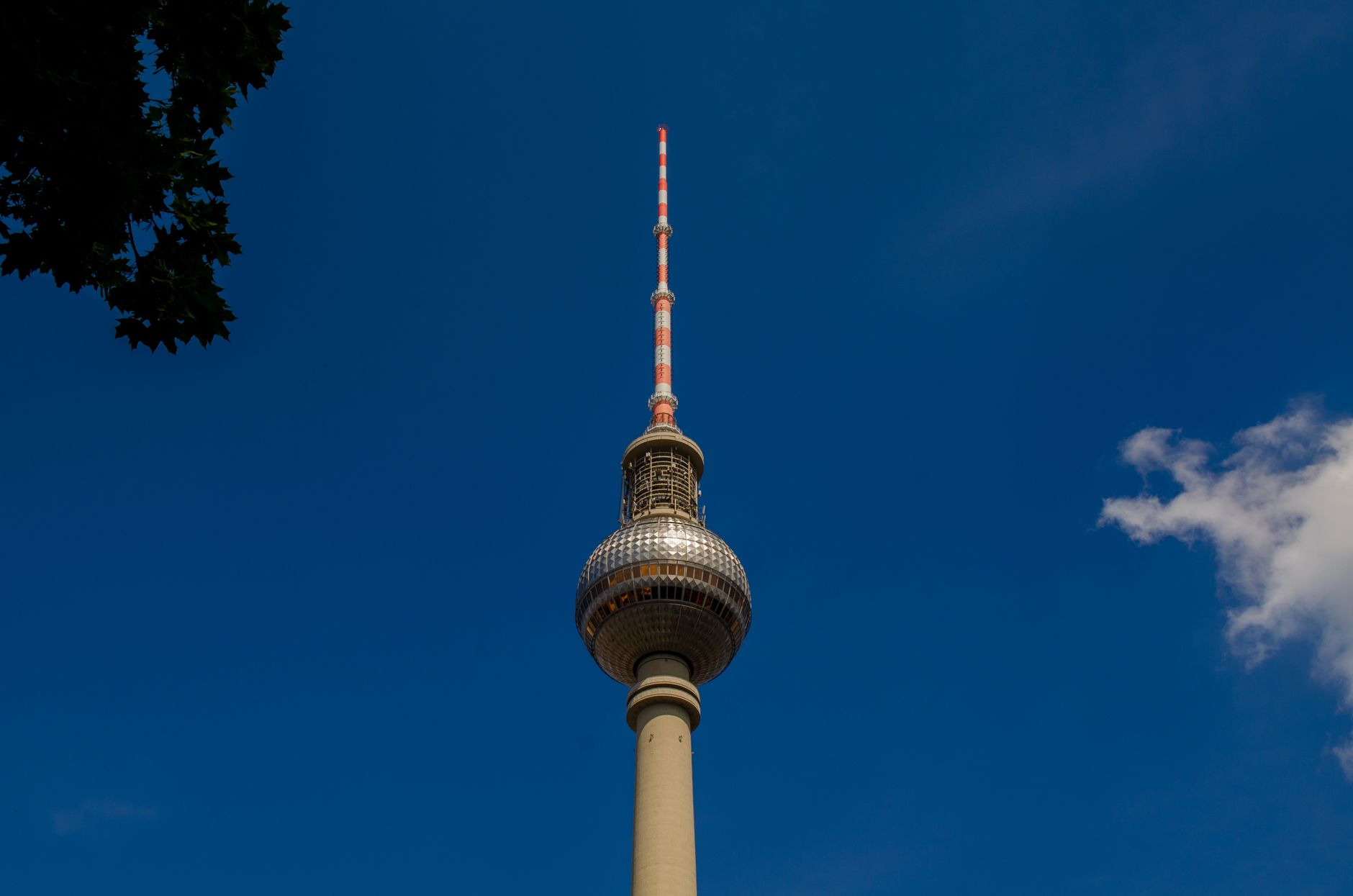 The Berlin TV Tower against a blue sky